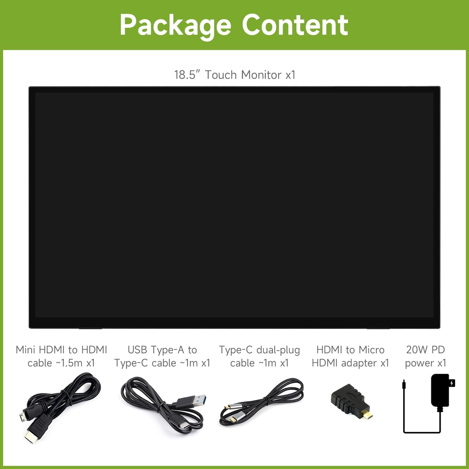 waveshare Luckfox 18.5inch Touch Monitor with Stand, Compatible with Raspberry Pi/Jetson Nano and PC, 1920 × 1080, 120Hz Refresh Rate, Mini HDMI/Type-C Display Ports, IPS Screen, 10-Point Touch