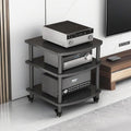 4-Tier AV Media Stand Audio Rack Tower Adjustable Height TV Game Console Equipment Shelf CD Record Player Stereo Component Rack Cabinet for Home Theater Studio,Black (with Wheels),3 Tier