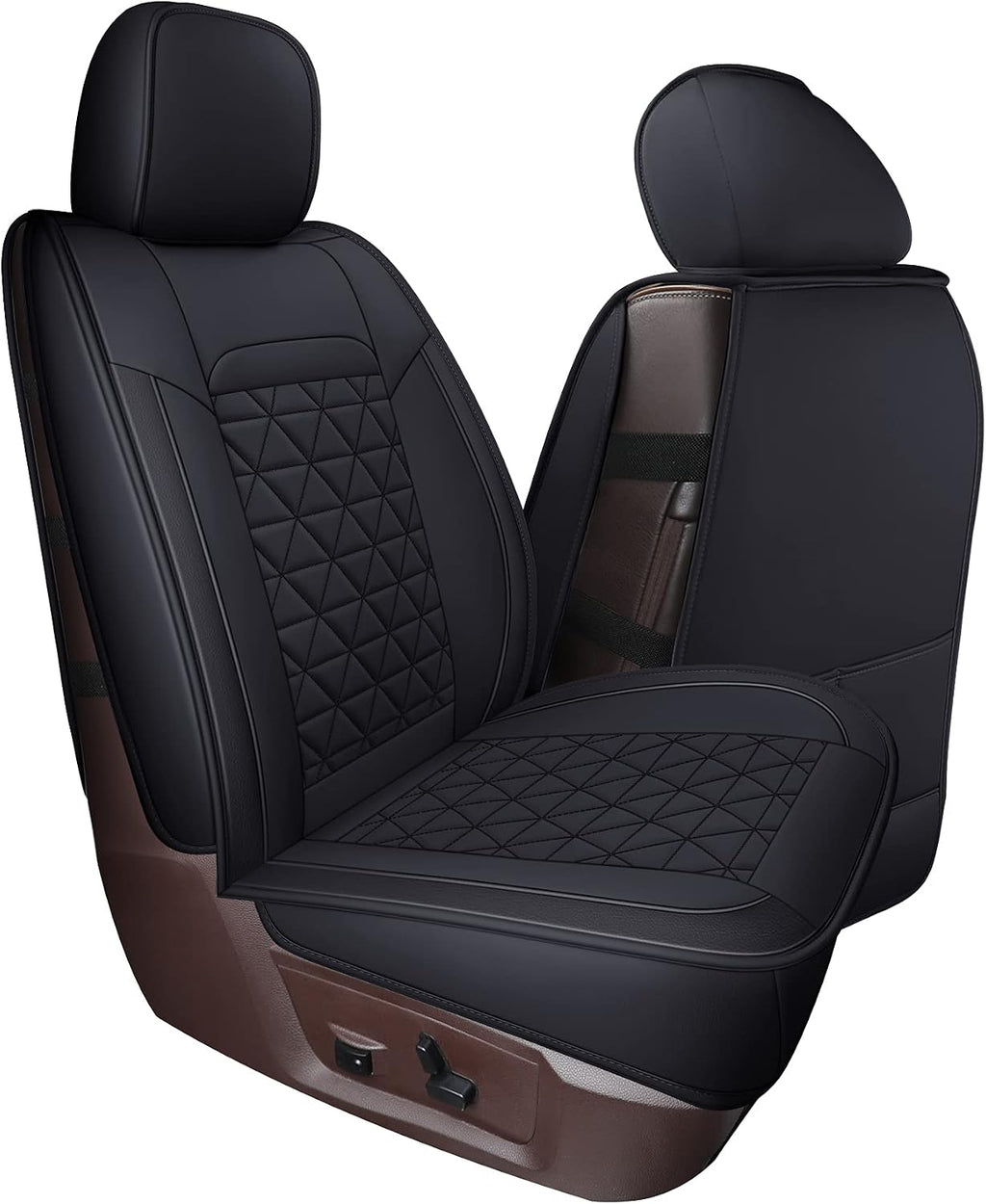 Coverado Car Seat Covers Full Set, Leather RAM 1500 Seat Covers Protectors Compatible with 2002-2026 Dodge RAM 1500 2500 3500 Crew Double Mega Quad Cab with Flat Bench, Black