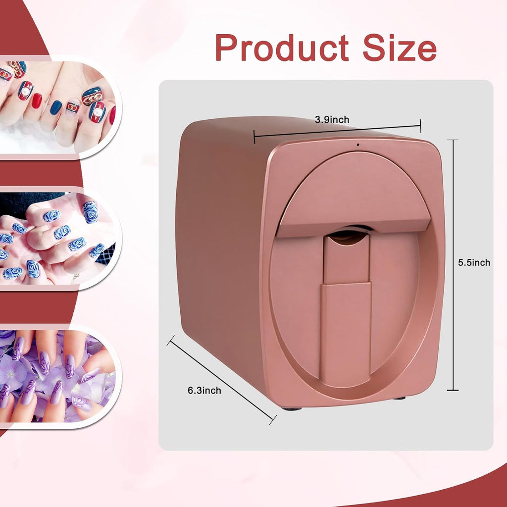 Professional 3D Nail Printer Mini Printer for Nails with 2 Ink Cartridges, Multifunction Portable Mobile Nail Painting Machine for Kid/Nail Studio/Manicurist/Nail Lovers B