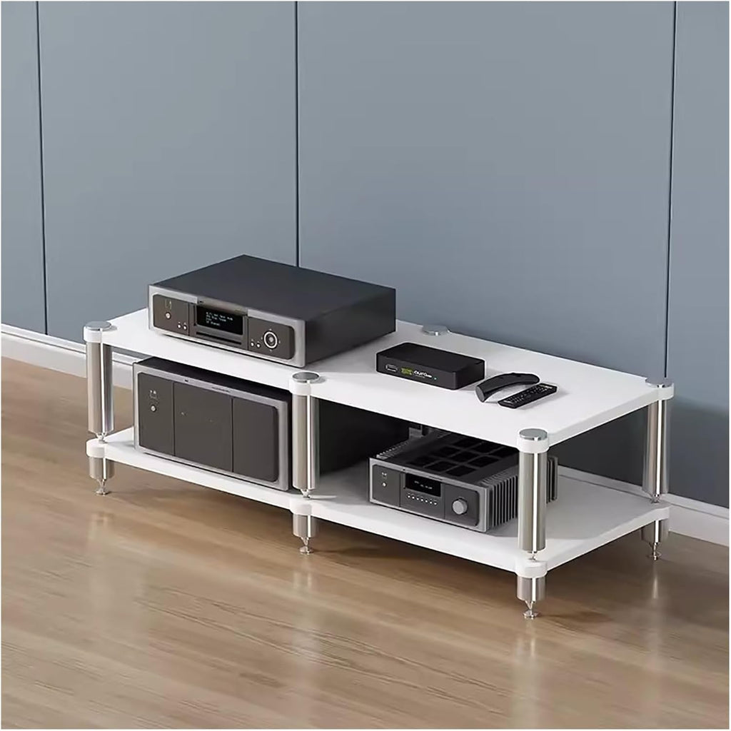 Home Theater AV Display Rack Heavy Duty, Audio Component Cabinet/Media Stereo Stand Equipment Shelf, 2 3 4 Tier Wooden Audio Equipment Organizer Shelf(White,120x48x42cm)