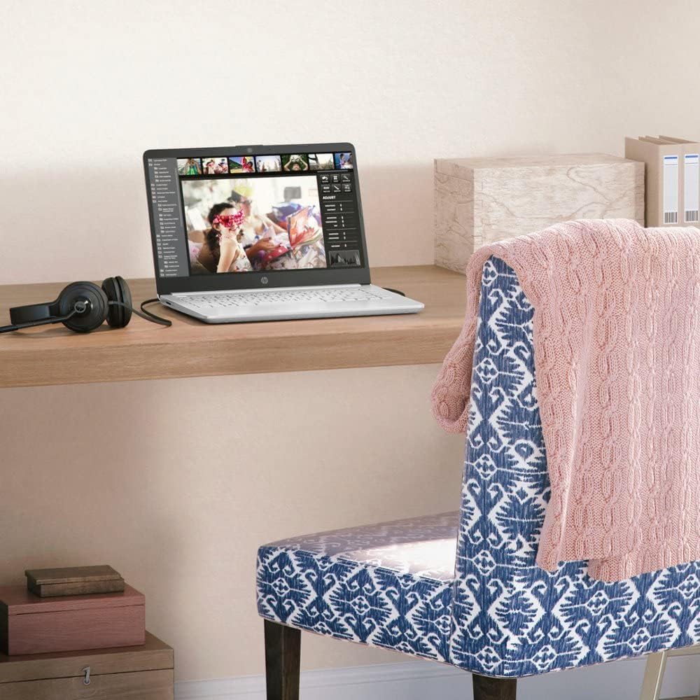HP Stream Laptop, 14' HD Display, Intel Celeron N4120 Processor, 16GB Memory, 320GB Storage (64GB eMMC + 256GB Card), 1-Year Office 365, Webcam, HDMI, Wi-Fi, USB-C, Windows 11 Home, White, JVQ MP
