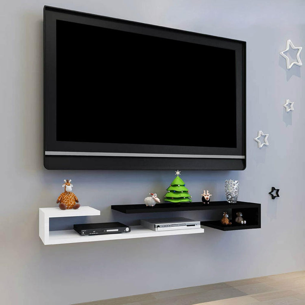 Wall Shelf Wall mounted TV Shelf Decorative Wall Display Floating Shelf TV Stand TV Console Audio-visual Equipment Shelves Set-top box WiFi Router CD DVD Media Storage Shelf Home Entertainment Center