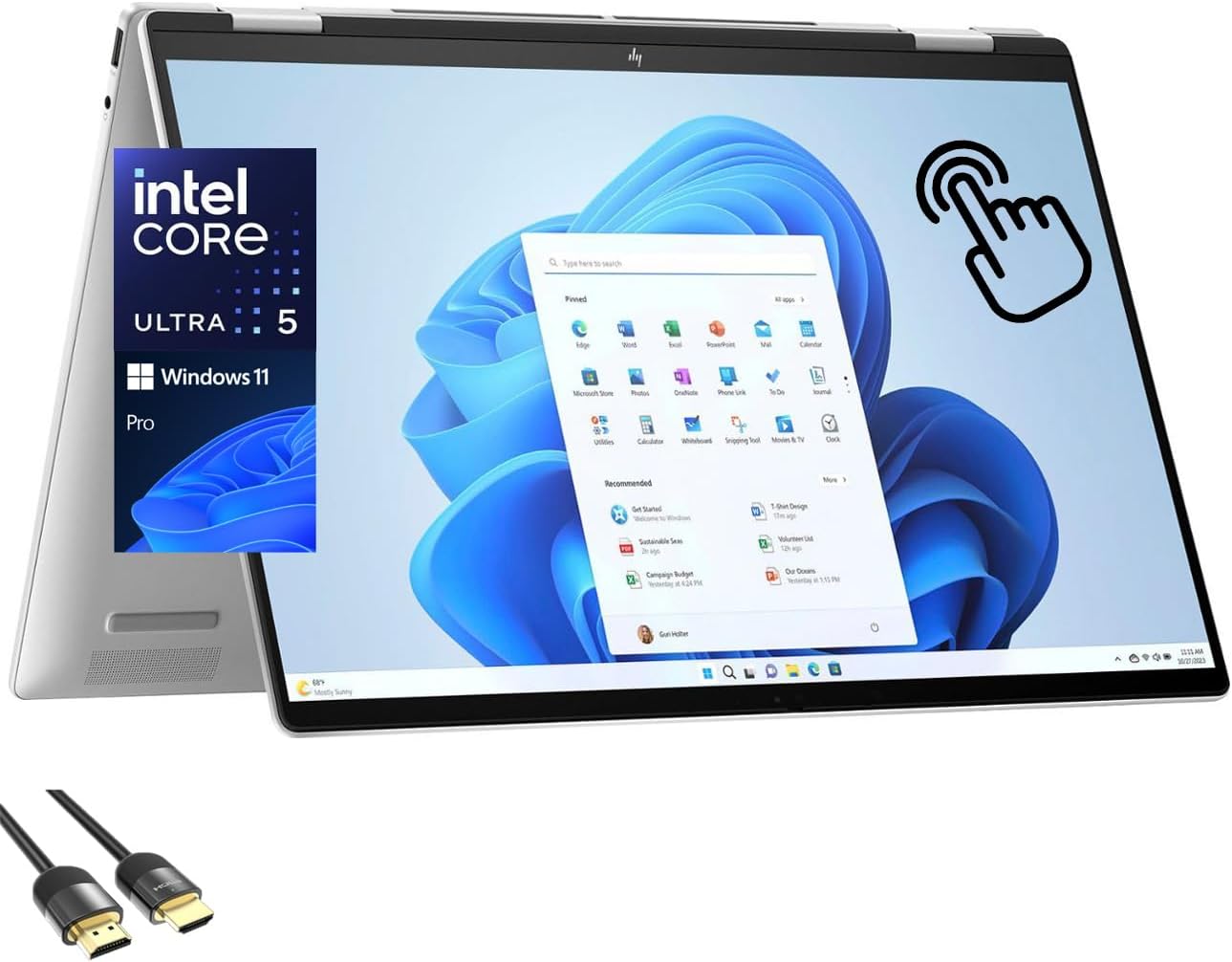 HP Envy x360 2-in-1 Laptop, 16' WUXGA IPS Wide Ultra Touchscreen Display, Core Ultra 5 125U (Beats i7-1255U), 16GB DDR5, 1TB PCIe SSD, TB 4, WiFi 6E, Bluetooth, Webcam, PDG HDMI Cable, Win 11 Pro