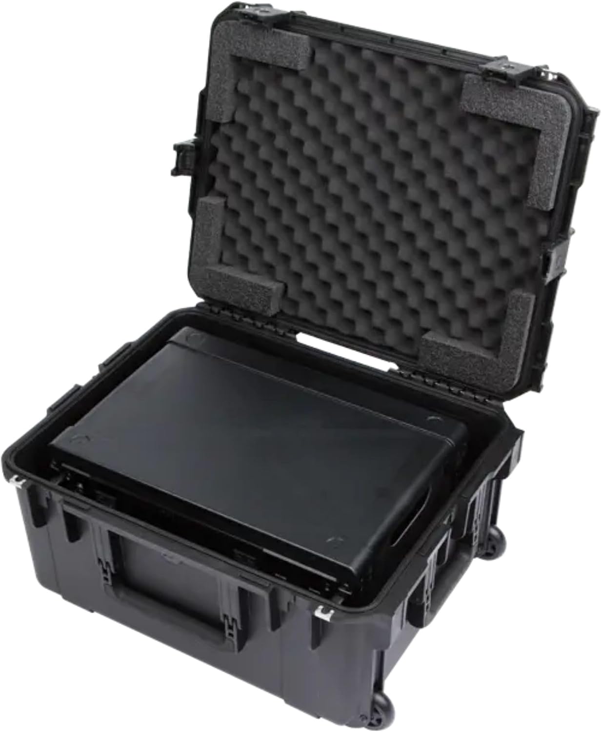 SKB 3U iSeries 13' Injection Molded Fly Rack with Built-In Wheels, Push Button Release Pull Handle and Removable Rack Frames, Black