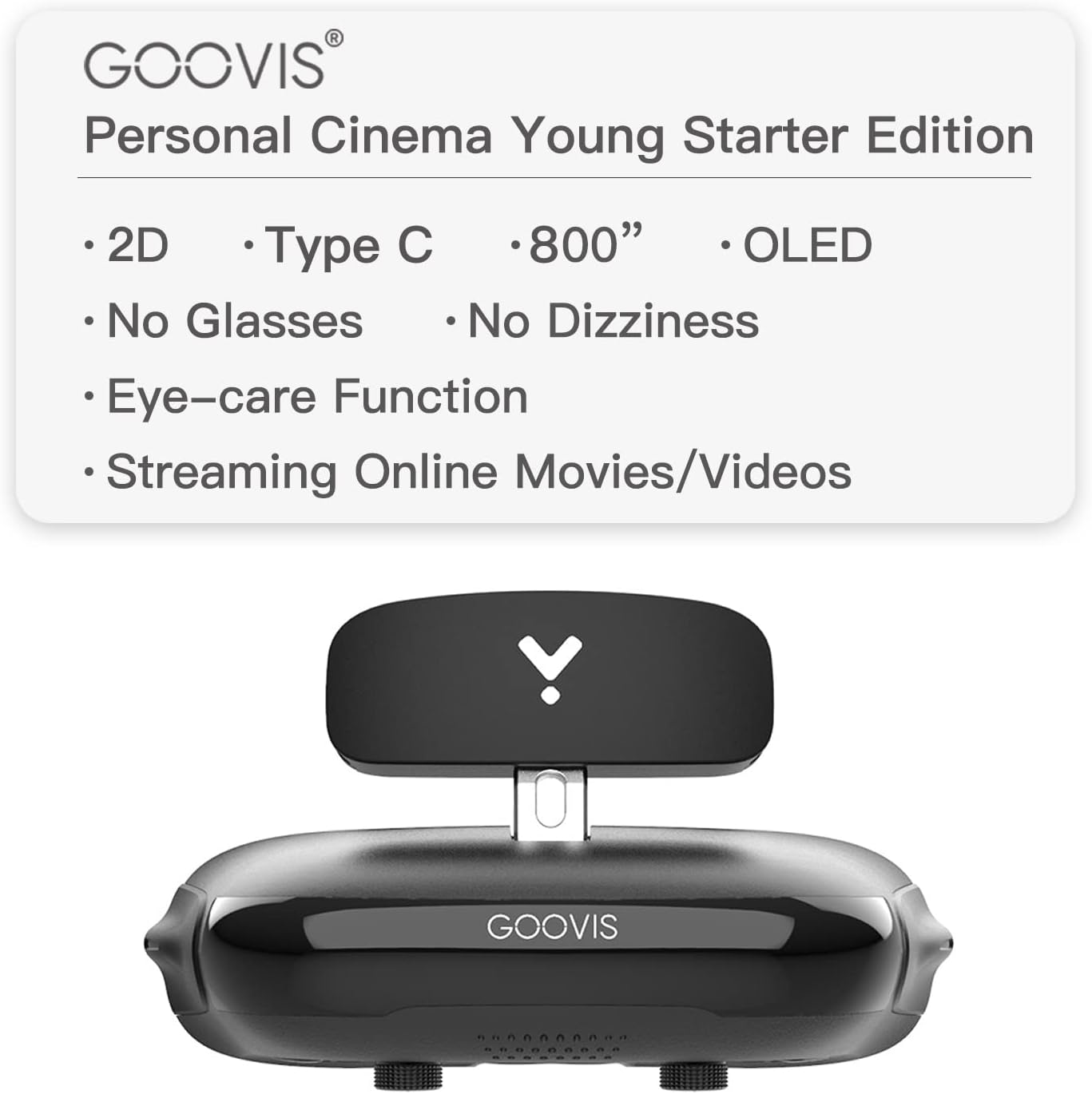 GOOVIS Young T2 Meta -Universe None VR HMD Monitor with HD M-OLED Display, Portable Privacy Cinema for Movies, Compatible with Laptop PC Xbox Drone PS4 PS5 Nintendo Games Set-top Box Smartphone