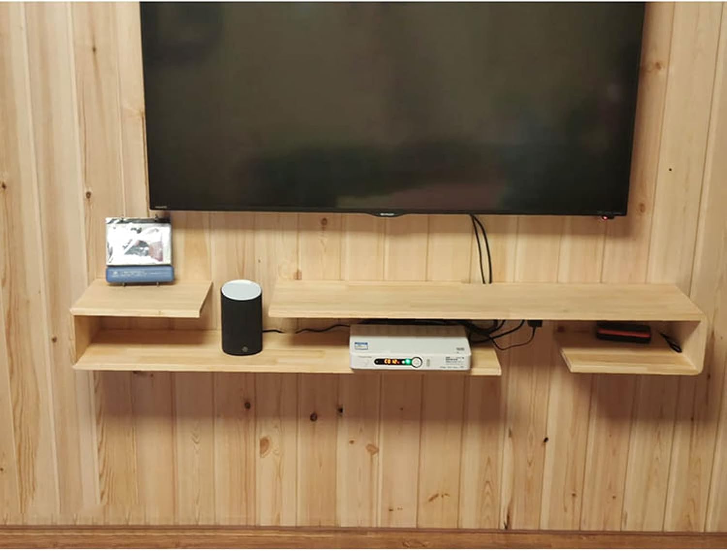 Wall Shelf Wall mounted TV Cabinet Floating Shelf TV Console Audio-visual Equipment Shelves Set-top box WiFi Router CD DVD Media Storage Shelf Bedroom Living room Office TV Bracket Wooden Shelf