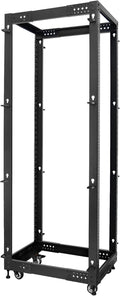 RIVECO 19' Adjustable Depth 42U Server Rack 4 Post Rack with Load-Bearing Casters Support Up to 1700LBS for Networking Equipment Black