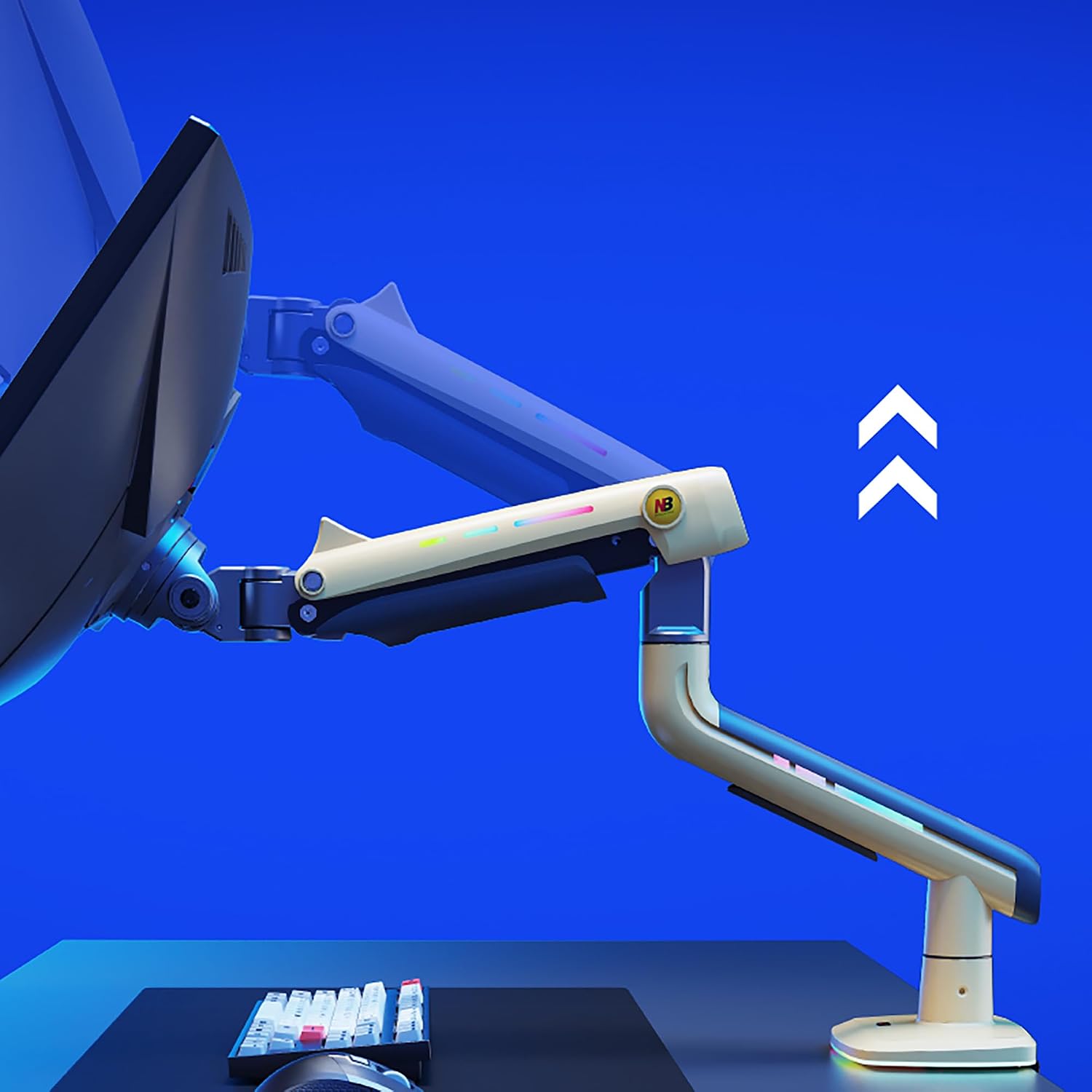 NB Gaming Monitor Arm or for 32 to 60 Inches Screen, Load up to 20 kg, VESA 75/100, RGB-Light, Heavy Duty, Multi Angle Adjustable, Premium Aluminum, Yellow