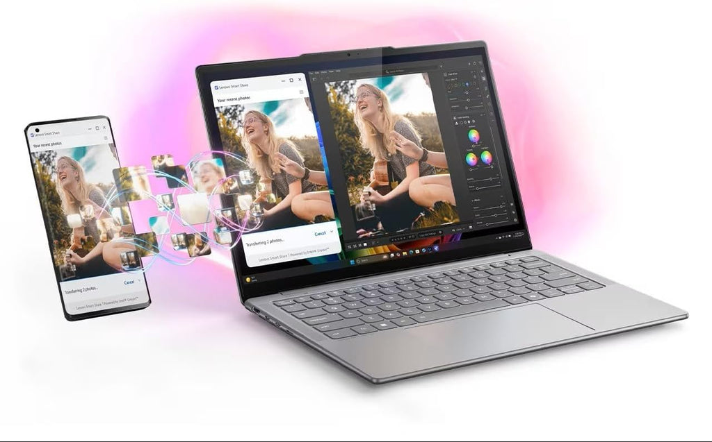 Lenovo 2025 Slim 7i Aura Edition Copilot+ PC with Intel Core Ultra 7 258V Processor, 14' 100% DCI-P3 OLED Touchscreen, 32GB LPDDR5X-8533MT/s Memory, 1TB SSD, Wi-Fi 7, 5MP RGB+IR Cam, and Win 11 Pro