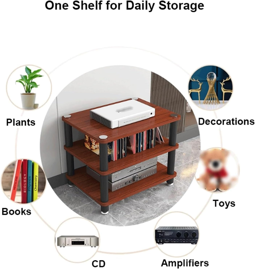 Audio Rack Multi-Layer Stereo Rack Audio Equipment Rack Audio Open Rack Cabinet Wooden HiFi Rack Audio-Video Shelving with Steel Pipe(Natural,2 Tier)