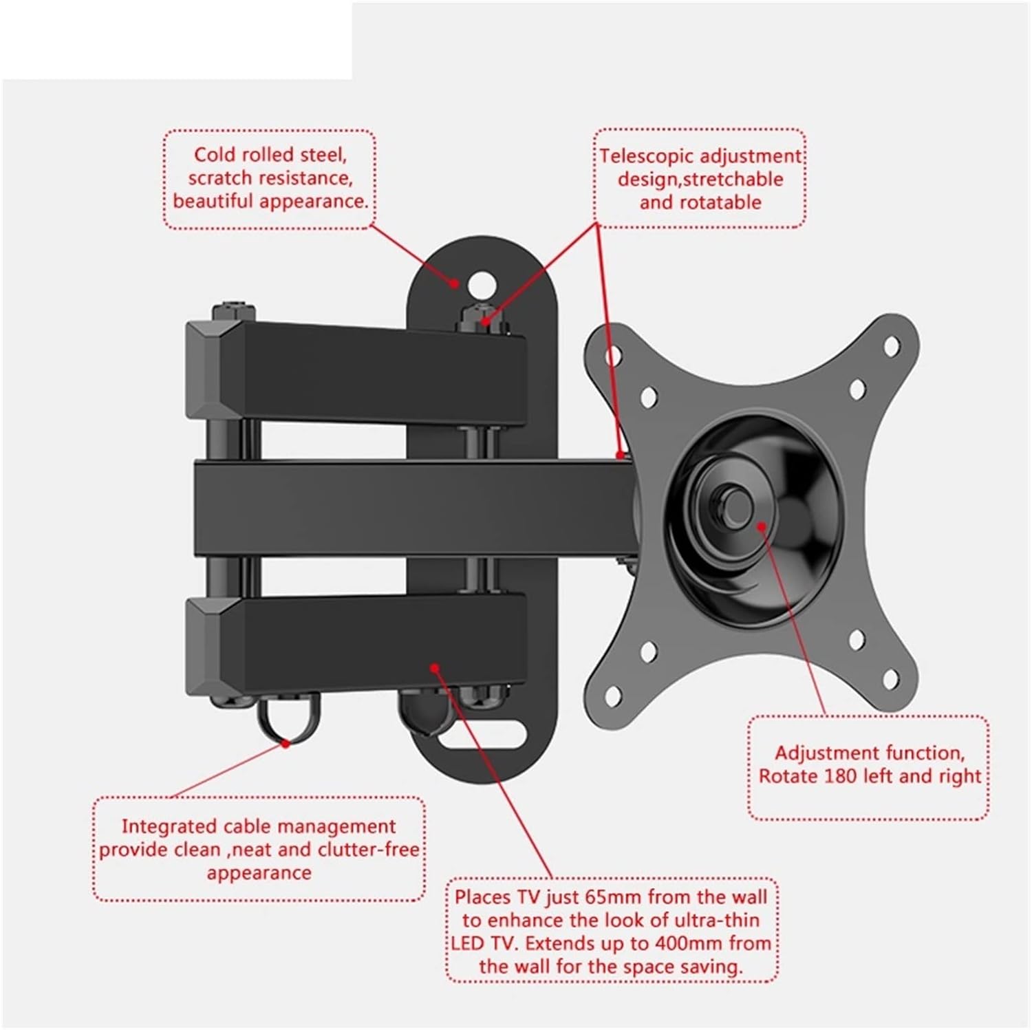 Adjustable TV Wall Mount Bracket Universal Rotated Holder TV Mounts for 14 to 32 Inch LCD LED Monitor Flat Panel(WMX012-4)