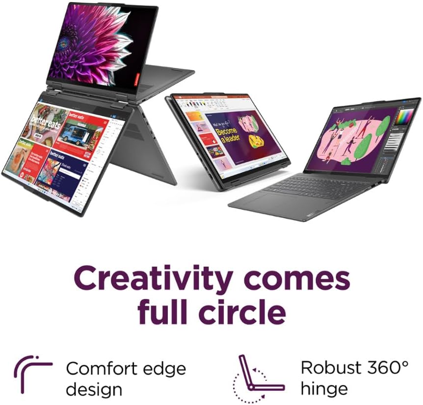 Lenovo Yoga 7i 2-in-1 Laptop, 16' 2K Touchscreen, Core Ultra 5 125U (Beats i7-1355U), 16GB LPDDR5X, 1TB SSD, 300 nits, Backlit, TB4, HDMI 2.1, FP, WiFi 6E, Webcam, PDG Portable Stand, Win 11 Pro