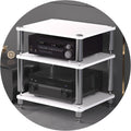 Professional Hi-Fi Rack Amplifier Stand AV Equipment Shelf, 2/3/4-Tier Audio Storage Cabinet with Anti-Vibration Feet for Receiver Turntable Speaker Home Theater(White,60 * 48 * 60cm(3Tier))