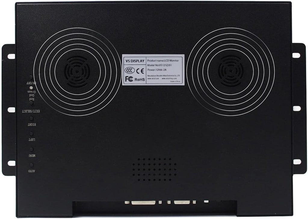 VSDISPLAY Portable Industrial Monitor with Dual Speakers,12.1 inch 800x600 4:3 700nits TFT LCD Touch Screen Monitor VS121ZJ01,Metal Shell, DVI VGA Ports