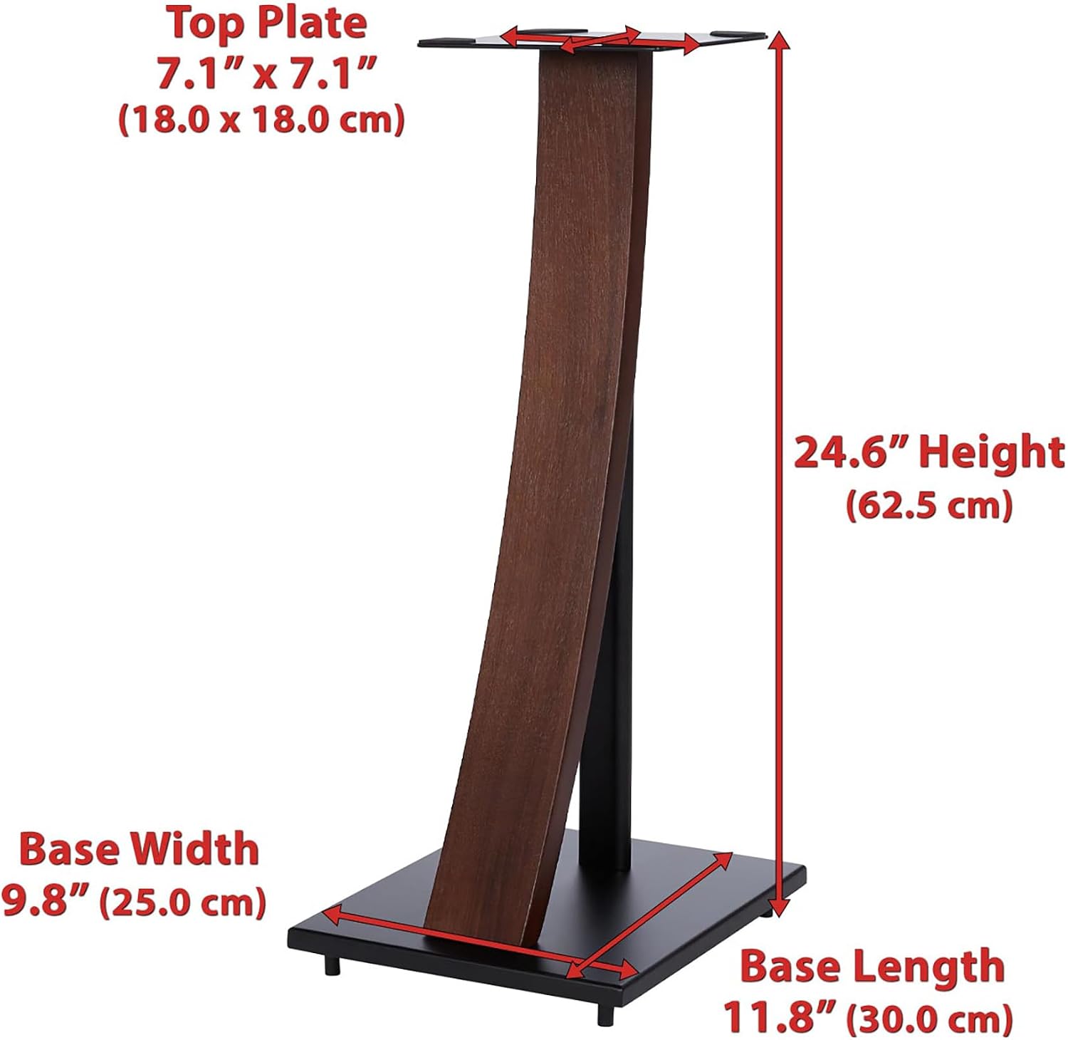 EXIMUS One Pair Fixed Height Universal Speaker Floor Stands with Real Wood - Espresso - 290 Series