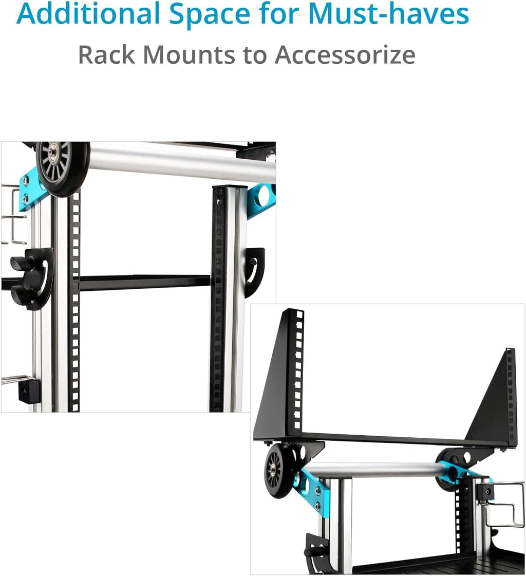 PROAIM Soundchief Vertical Channel Cart for Sound/Video Recording & Production w Rack Mount. Up/down Shelf Adjustment, Reliable Foot Brakes, Collapsible. Payload up to 30kg / 66lb. (CT-SDCF-CV4)