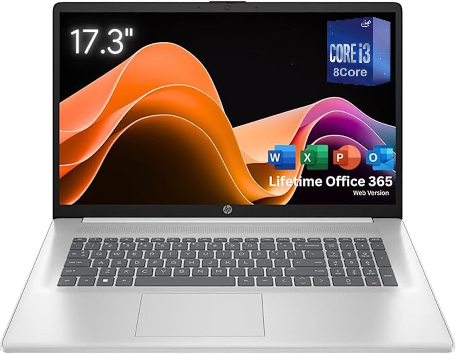 HP 17.3' Touchscreen Laptop with Microsoft Office 365 for The Web • Intel 8-Cores • 32GB RAM • 2TB SSD • 10-Key Number Pad • Windows 11 W/O Mouse