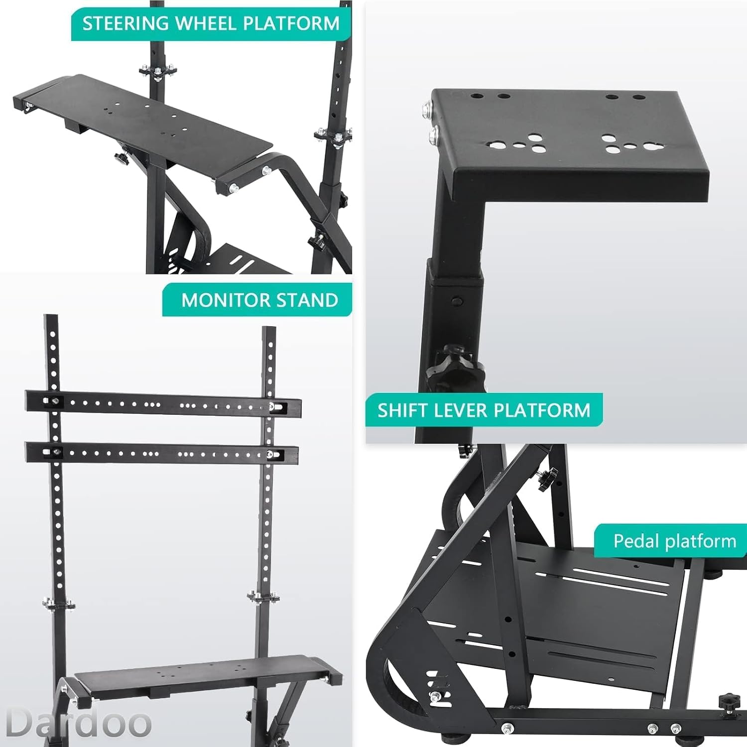 Dardoo Racing Simulator Cockpit with Monitor Stand Fits for Logitech G29 G920, for Thrustmaster T80 T150,for Fanatec, for PS4, for PC, Racing Stand Not Included Shifter, Wheel,Pedals,Display and Seat