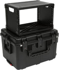 SKB 6U iSeries 13' Injection Molded Fly Rack with Built-In Wheels, Push Button Release Pull Handle and Removable Rack Frames, Black