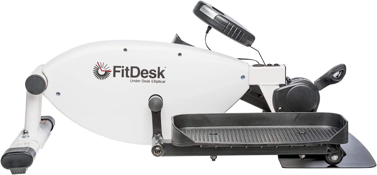 FitDesk Under Desk Bike Exercise Machine, Compact Magnetic Pedal Exerciser, Mini Elliptical, Quiet Seated Cardio Trainer for Home Office Workouts, Adjustable Resistance Bike for Desk Fitness