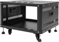 6U Server Rack with Wheels&Leveling Feet, Freestanding Rolling Open Frame IT Network Server Cabinet Rack Shelf for Audio Video Music Recording Computer AV Data & IT Equipment,Black