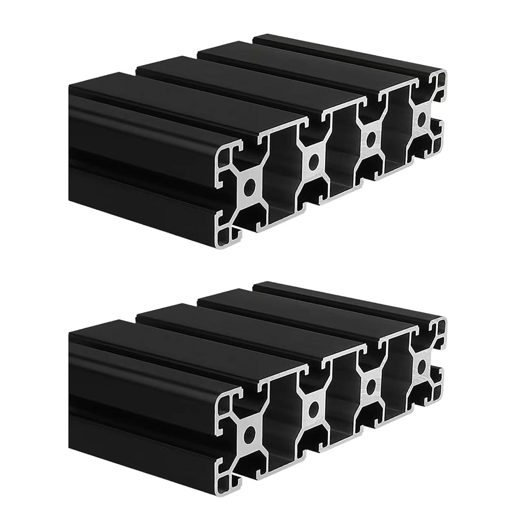 40160 Aluminum Extrusion T Slot 100mm Long Black 2 Pack, Extruded Aluminum Profile 40 Series European Standard Anodized Linear Rail for 3D Printer Parts and CNC DIY 40 x 160 3.94' 2Pcs (Kwweeoo)