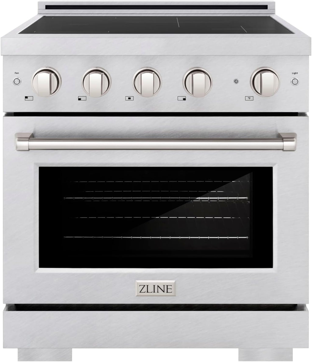 ZLINE 30 in. 4.2 cu. ft. Paramount Induction Range with 4 Element Cooktop and Electric Convection Oven in Satin Stainless Steel (SINRS-30)