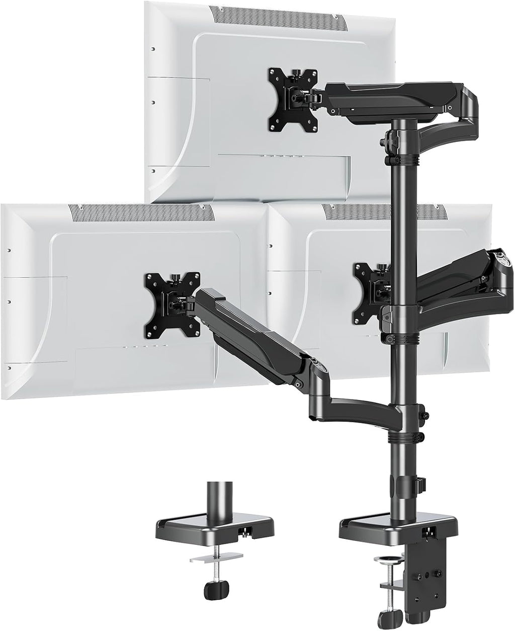 Triple Monitor Mount Fits Max 32' Computer Screen, Holds up to 17.6lbs Each Arm, 3 Monitor Desk Mount, Triple Stand with Tilt Swivel Rotation, VESA Mount 75/100mm