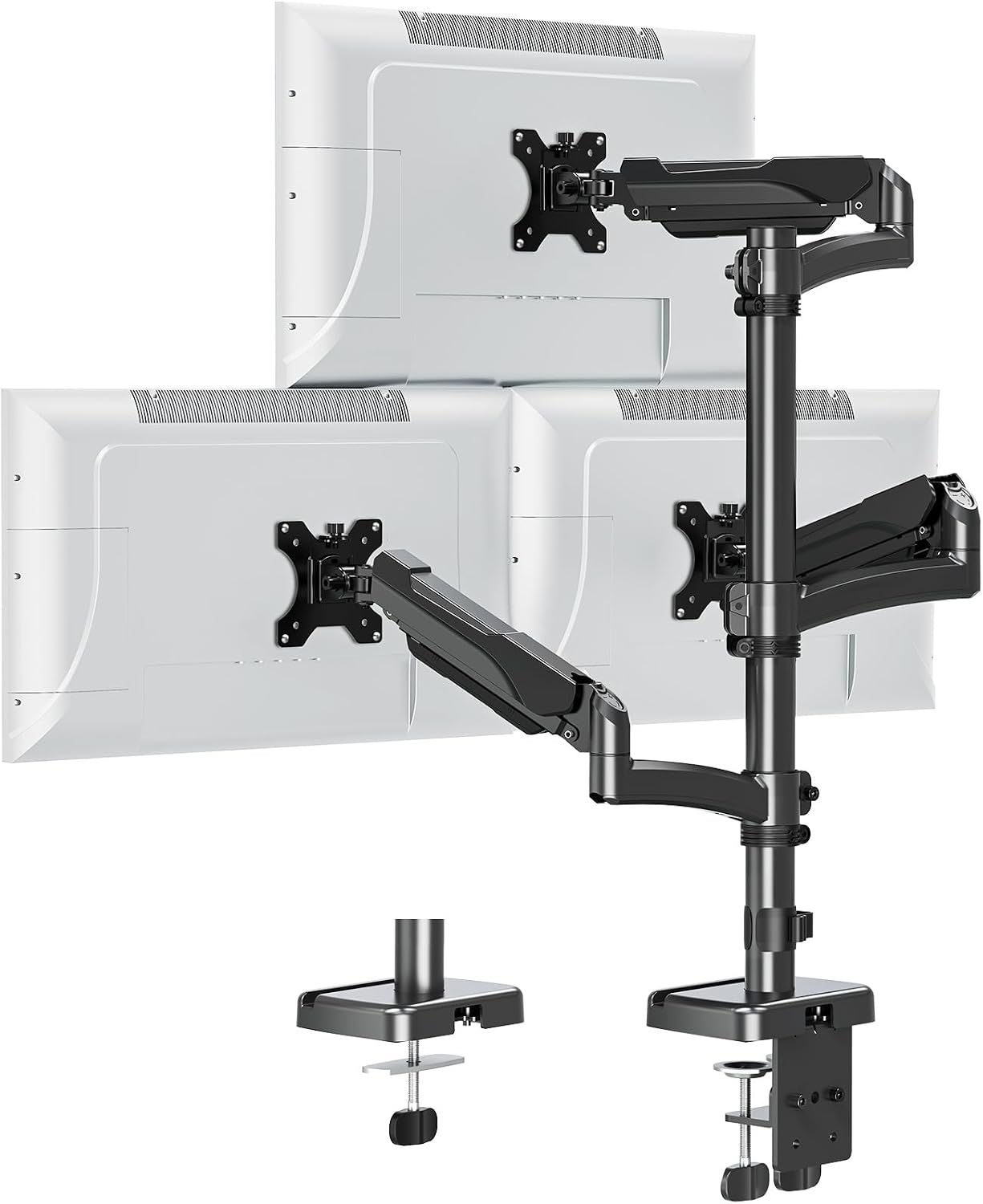 Triple Monitor Mount Fits Max 32' Computer Screen, Holds up to 17.6lbs Each Arm, 3 Monitor Desk Mount, Triple Stand with Tilt Swivel Rotation, VESA Mount 75/100mm