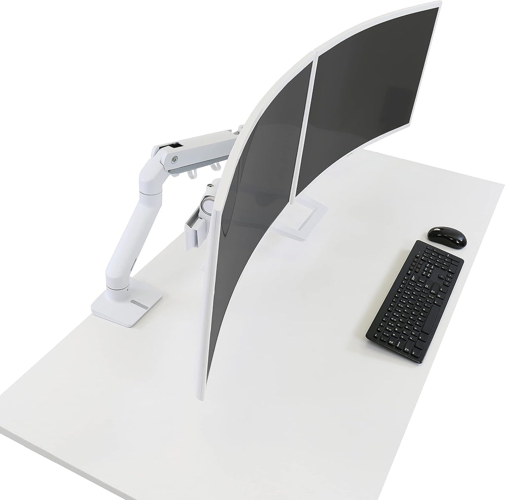 Ergotron – HX Dual Monitor Arm, VESA Desk Mount – for 2 Monitors Up to 32 Inches, 5 to 17.5 lbs Each – White