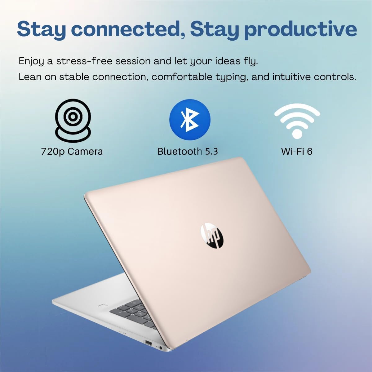 HP 17' Touchscreen Business Laptop, Intel 10-Core i7-1355U(Up to 5 GHz), Microsoft Office Pro Lifetime, 32 GB RAM, 1 TB SSD, HD Audio, 720P Webcam, WiFi 6, Bluetooth 5.3, Win 11 Pro, Pale Rose Gold