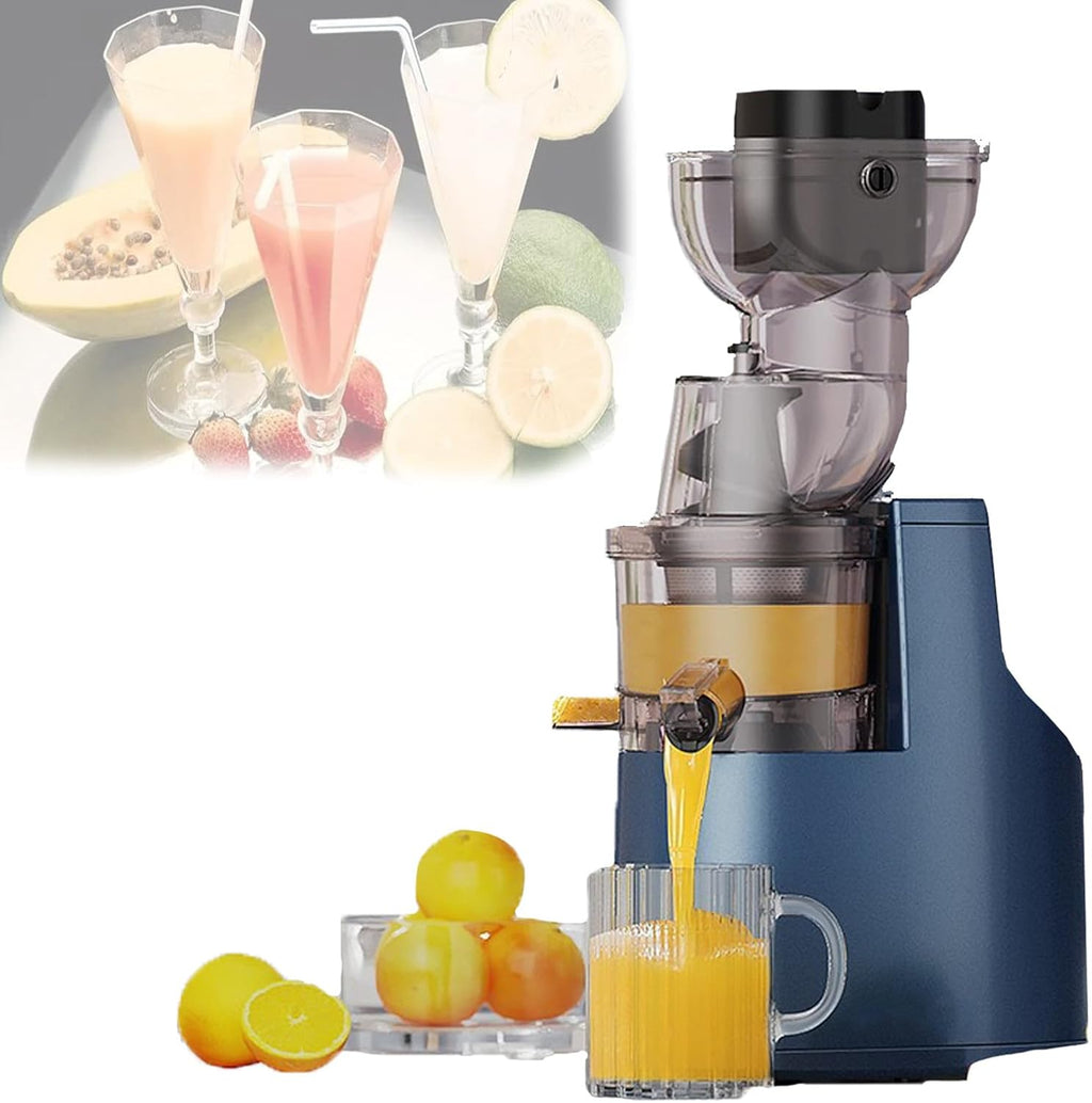 Slow Masticating Juicer,Cold Press Juicer With 90mm Extra Large Feed Chute,480 Horizontal Mesh Design,360° Self Feeding Masticating Juicer,For Whole Fruit,Easy To Clean,Blue