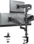 Triple Monitor Mount for 13-32 Inch Screens, Gas Spring Adjustment Triple Monitor Stand Holds 17.6lbs per Arm, Tilt, Swivel, Rotation with Clamp & Grommet Kit, Max VESA 100x100mm FORGIGN Mount