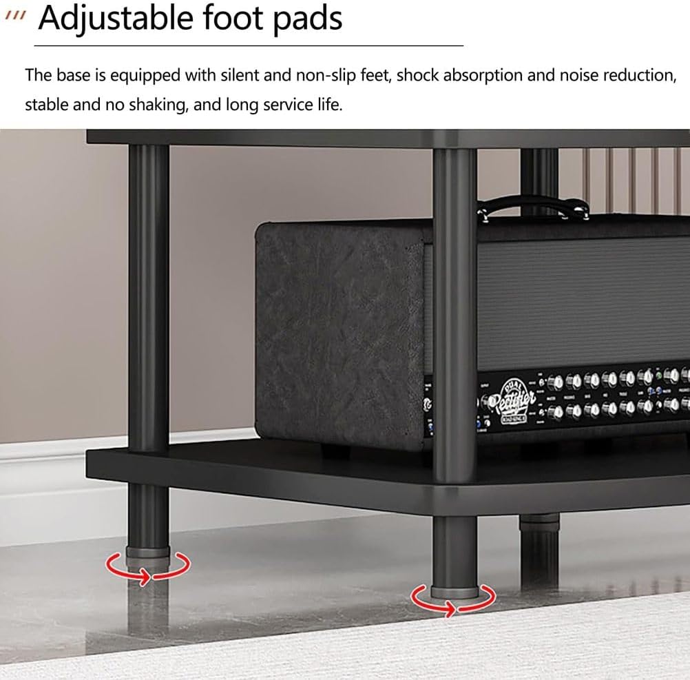 4-Tier AV Media Stand Audio Rack Tower Adjustable Height TV Game Console Equipment Shelf CD Record Player Stereo Component Rack Cabinet for Home Theater Studio,Black,3 Tier