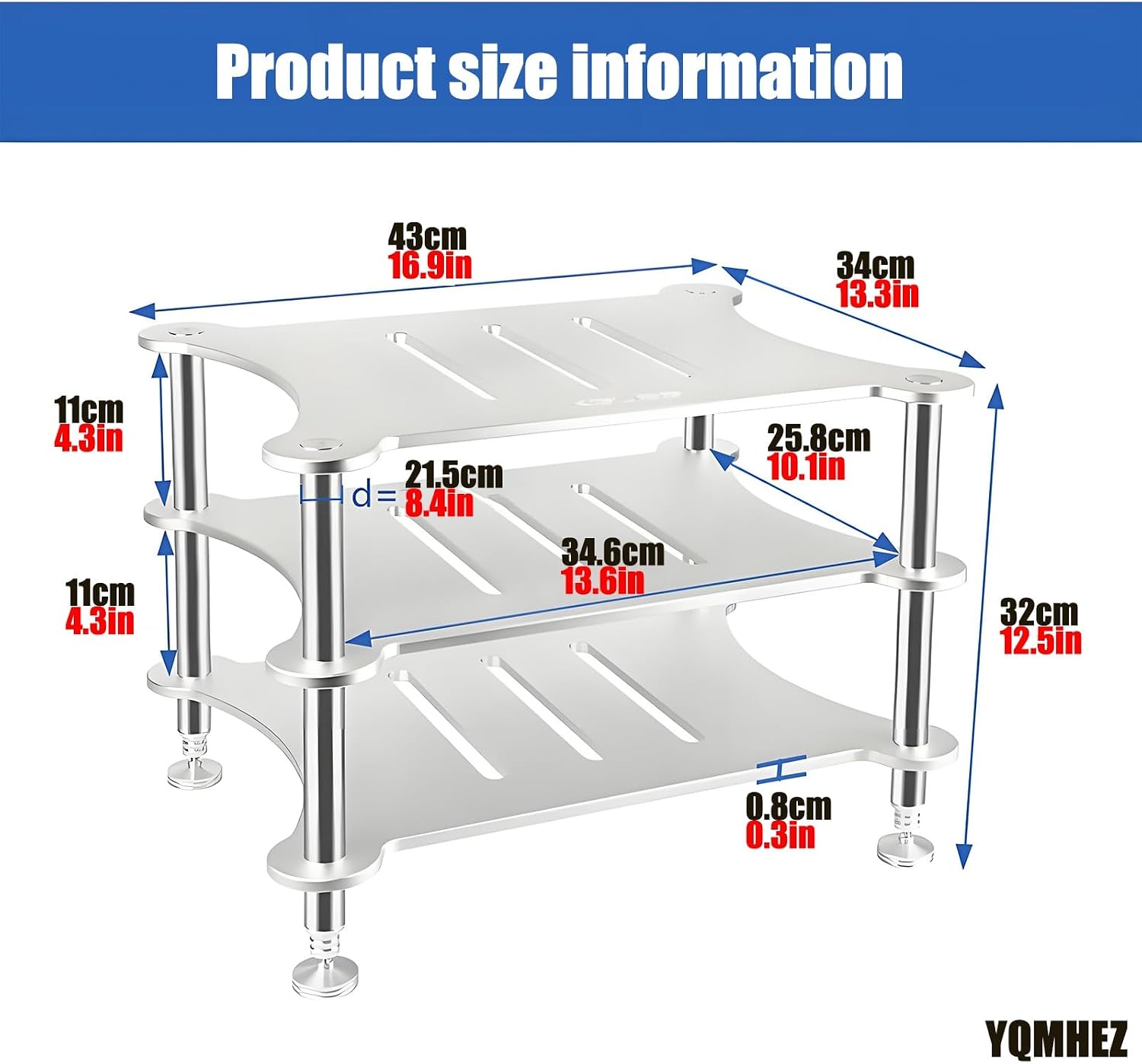 Mini HiFi Media Stand, Aluminum Audio Rack, Open Storage Shelf, Small Media Storage Cabinet for HiFi Audio Equipment DAC Amplifier Amp