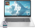 HP Touch Screen Laptop, 17.3' HD+ LED Touchscreen Laptop Computer, Windows 11 Laptop 32GB RAM 1TB SSD, AMD Ryzen 5 7430U Processor, Copilot AI, SageNova Earphones, Silver