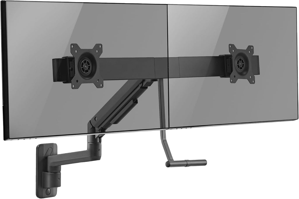 Mount-It! Proflex Dual Monitor Wall Mount, Gas Spring Arm with Crossbar, Fits 17–32″ Screens up to 19.8 lb Each, Height Adjustable Full Motion Tilt Swivel Rotate, VESA 75, 100 mm, Premium Setup