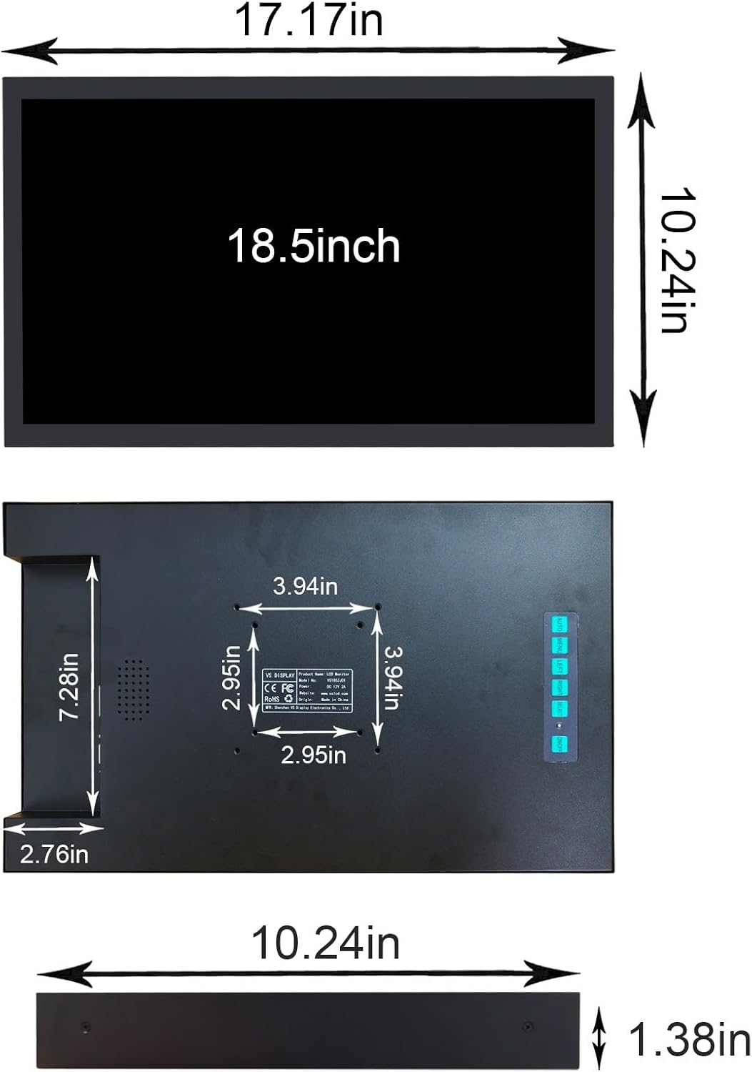 VSDISPLAY 18.5 Inch Touchscreen LCD Monitor 1920x1080 Resolution with H/D DVI VGA Input,for Industrial Secondary Display