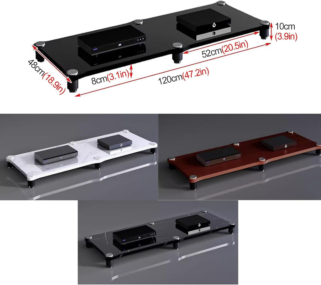 120Cm Long Media Stand Audio/Video Component Cabinet, Home Stereo Racks and Stands, Heavy Duty Upright Modern Audio Equipment Rack, Open-Ended Modular Unit,Brown-1 Tier