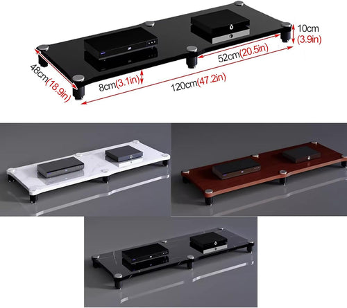 120Cm Long Media Stand Audio/Video Component Cabinet, Home Stereo Racks and Stands, Heavy Duty Upright Modern Audio Equipment Rack, Open-Ended Modular Unit,Black-#1-1 Tier
