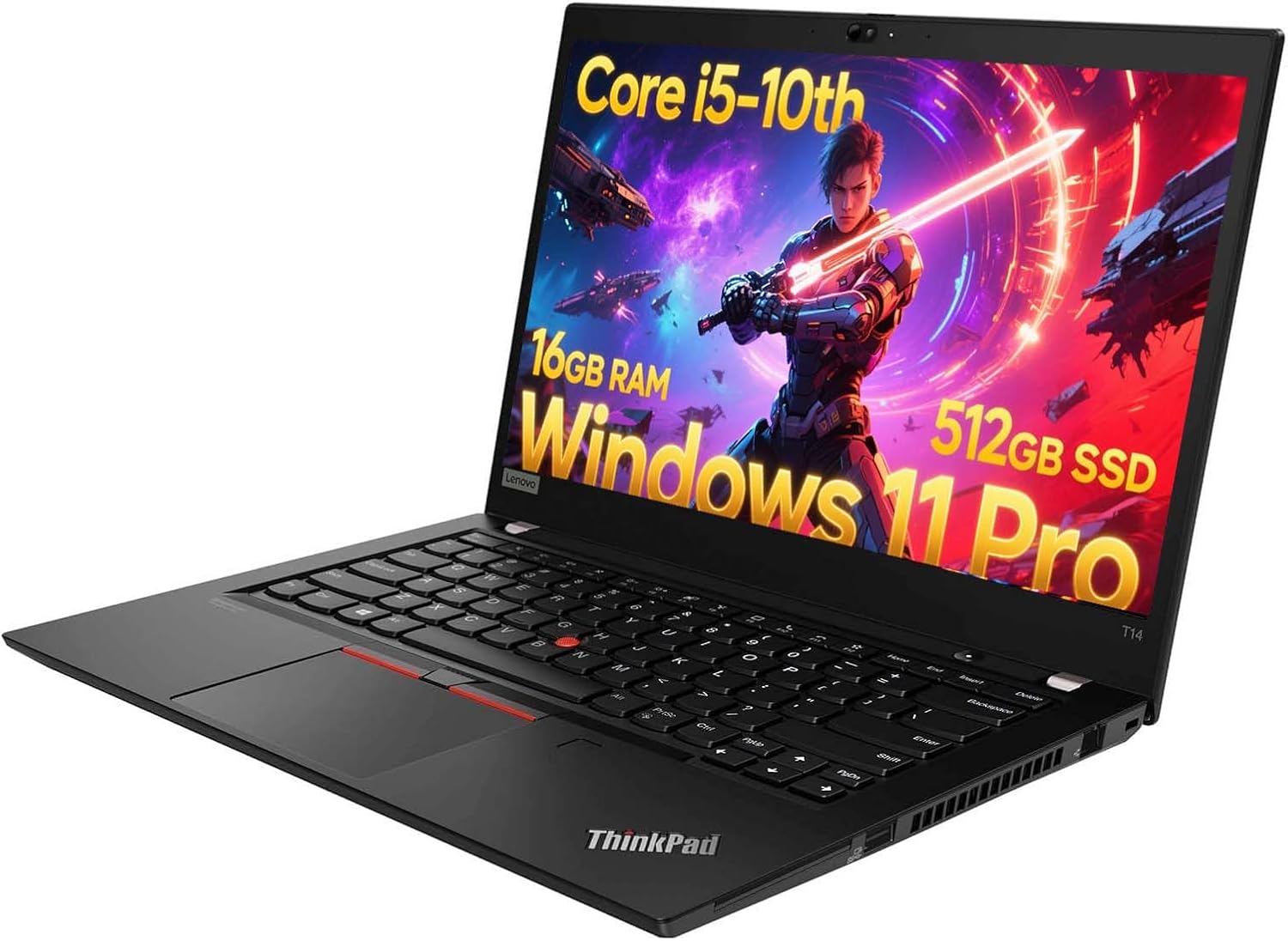 Lenovo Thinkpad T14 Business Laptop Computer, 14in FHD Display, Core i5-10310U(1.7GHz-4.4GHz), 16GB DDR4 RAM, 512GB SSD, Webcam, HDMI, Windows 11 Pro (Renewed)