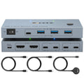 USB C KVM Switch 2 Monitors 2 Laptops, 4K@60Hz USB C Dual Monitor KVM Switch for 2 laptops to Share 2 Monitor and 4 USB3.0 Devices, 80W PD Charging, Wired Remote and Cables Included