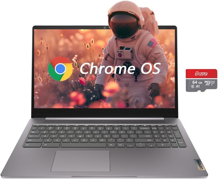 Lenovo 15.6' FHD Chromebook, IdeaPad 3i Laptop, Intel Celeron N4500, 4GB RAM, 128GB Storage(64GB eMMC + 5ave 64GB Flash Memory), Webcam, HDMI, Bluetooth, Chrome OS, Arctic Grey
