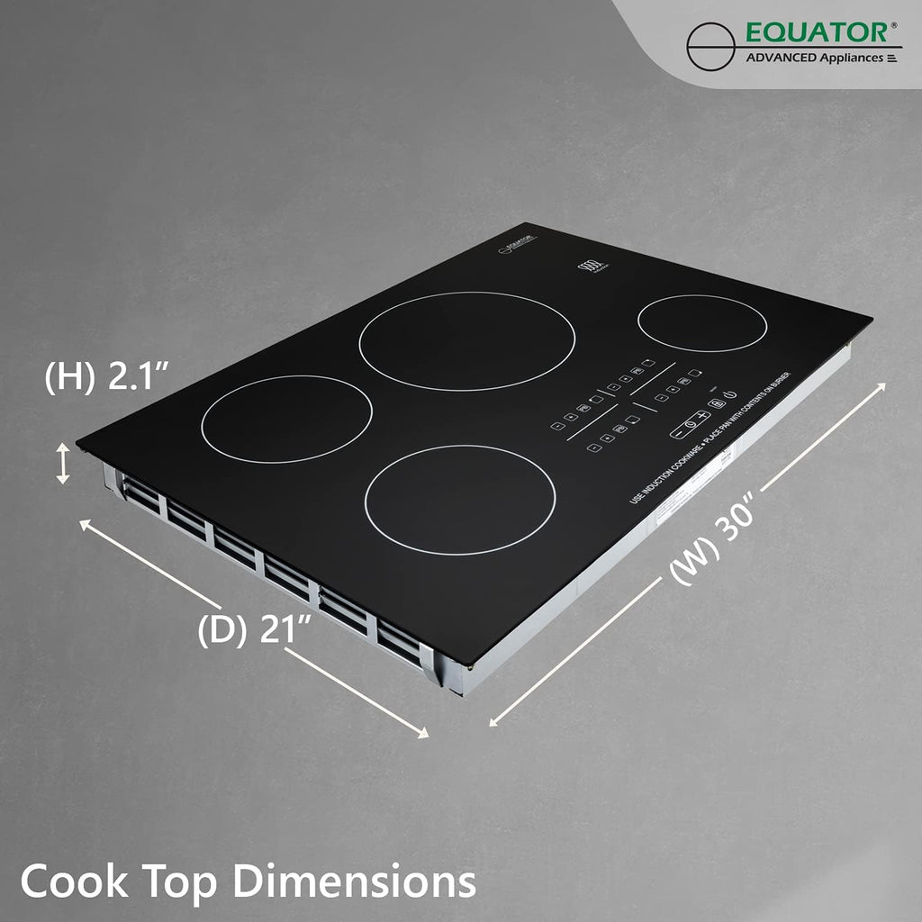 Equator 30' Modern Built-in Stainless Steel Induction Cooktop 4 Burner