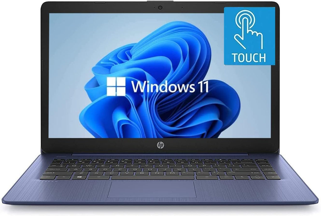 HP 14' HD Touchscreen Laptop, Windows 11, Intel Celeron Dual-Core Processor Up to 2.60GHz, 4GB RAM, 64GB SSD, Webcam, Dale Blue (Renewed)