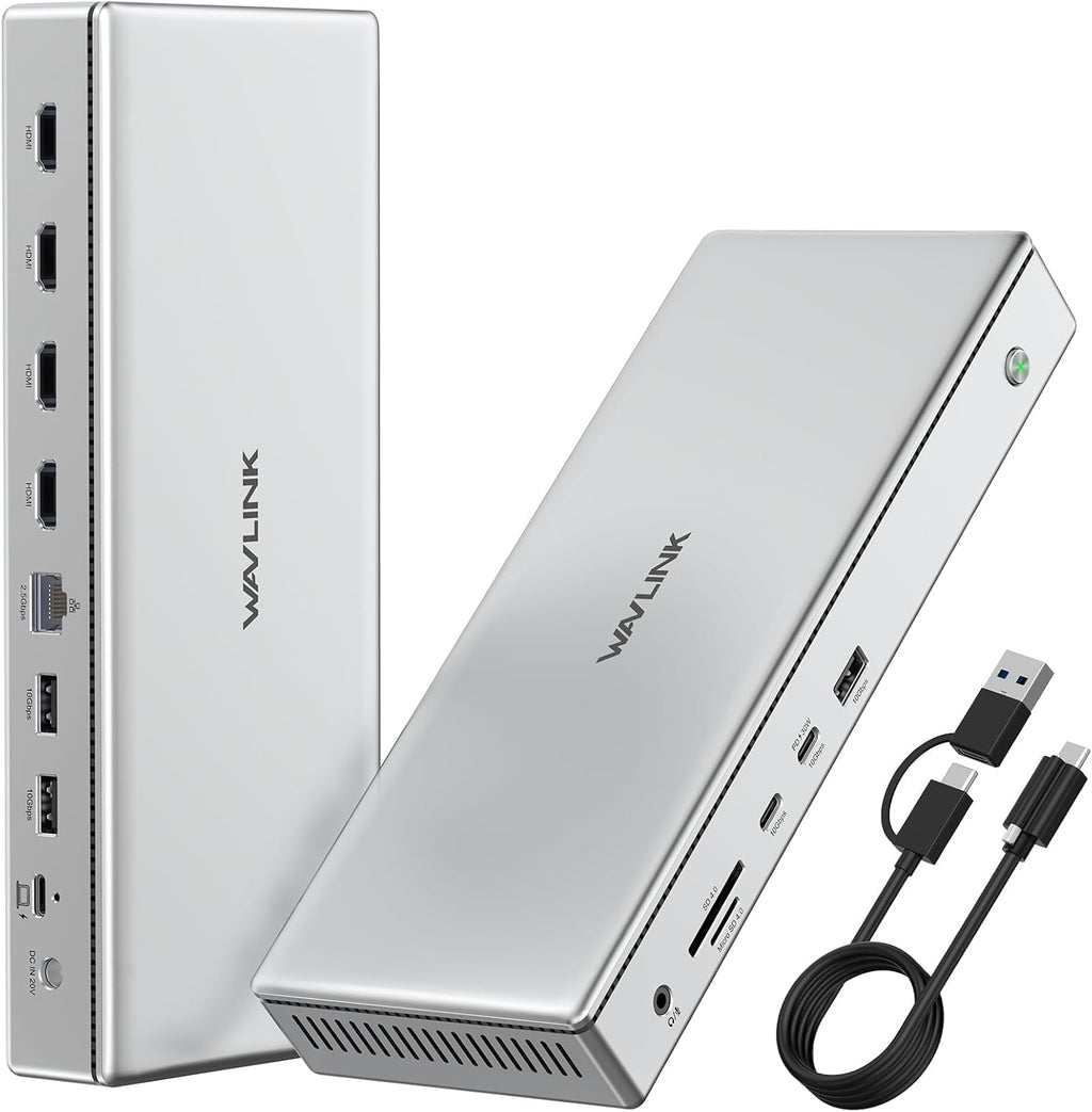 WAVLINK Pro Docking Station 4 Monitors | Quad 4K Displays for Mac (M1-M5, Neo) & Windows | Displaylink Dock with 4X HDMI, PD 100W, 2.5G Ethernet, 10G USB, SD/TF 4.0, Audio | Driver Required DL7400.