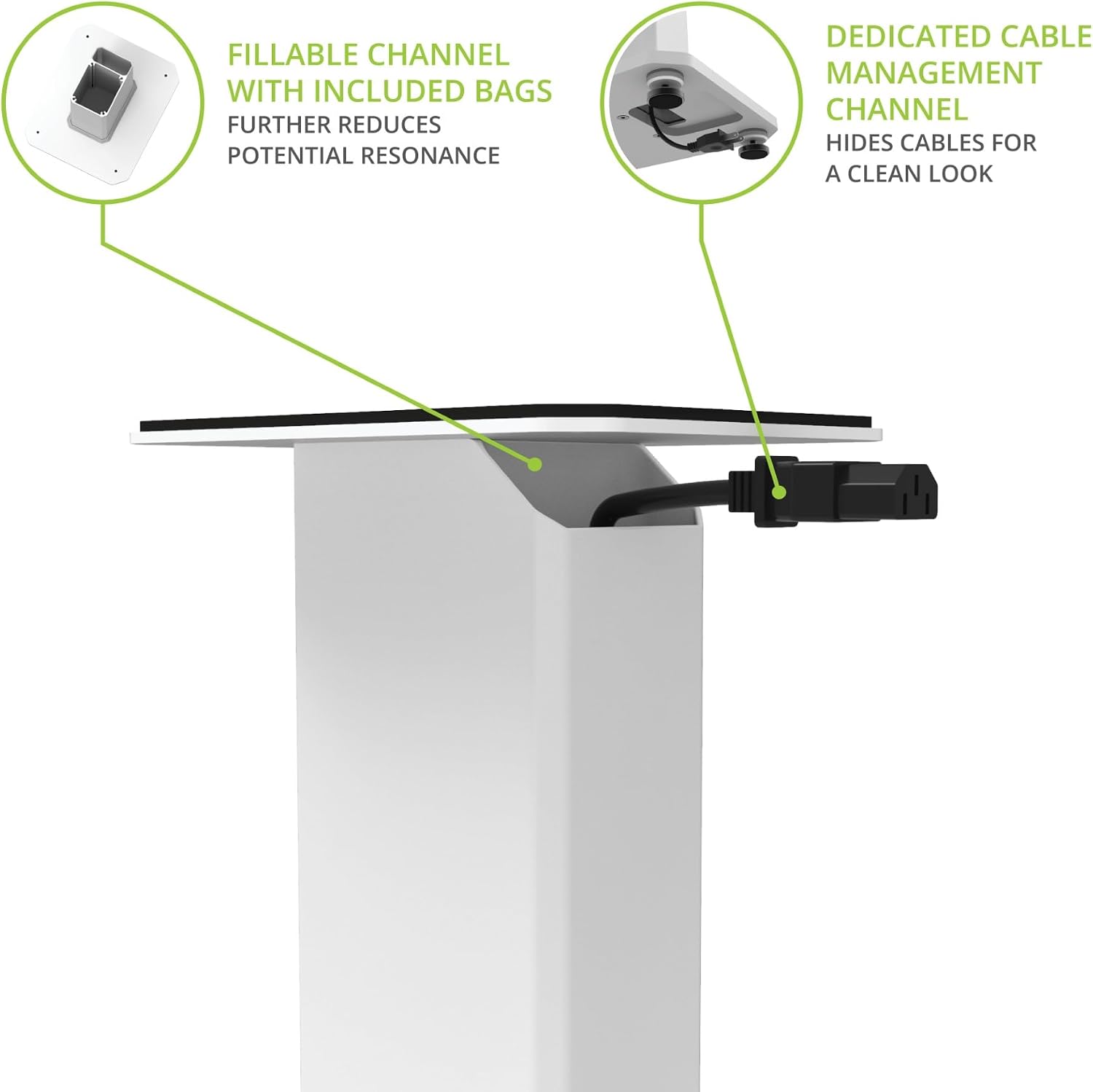 Kanto SX30 Universal Fillable Speaker Floor Stands for Bookshelf Speakers | 30' Tall | Adjustable Isolation Feet | Dedicated Cable Channel | Fill Bags & Level Incl. | Pair | White