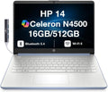 HP 14 Student & Business Laptop 14.0' HD Display (Intel Celeron N4500, 16GB DDR4, 512GB PCIe SSD, Intel UHD, WiFi 6, Webcam, BT 5.4, Sky Blue, Win 11 Home S-Mode) with DKZ USB Port Expander