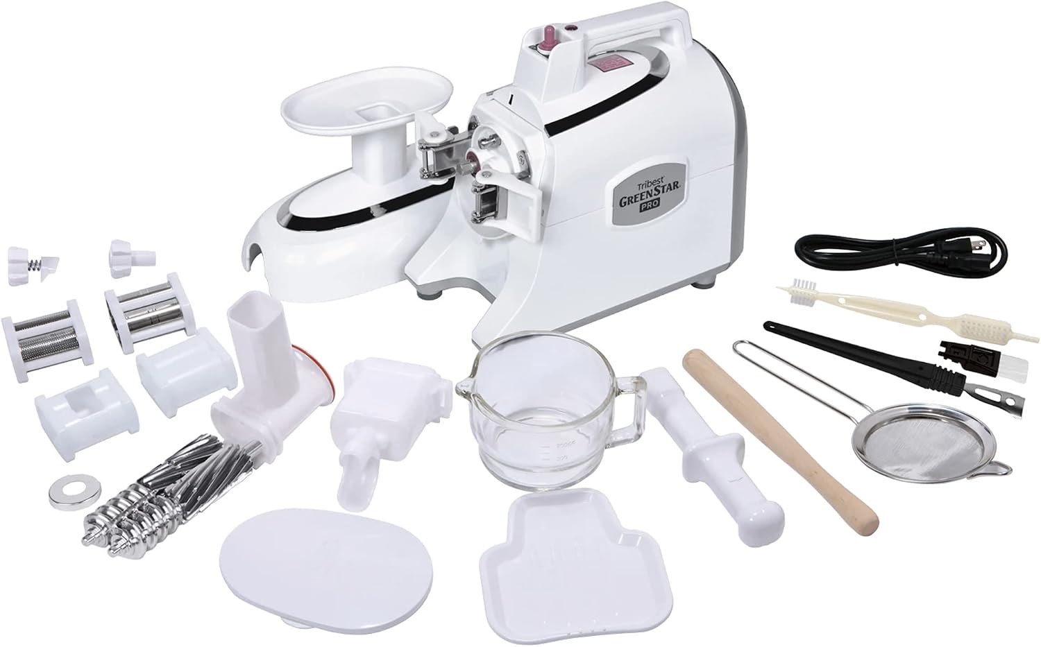Tribest Greenstar GS-P501-B Pro Jumbo Slow Masticating Juicer, Twin Gear Cold Press Juicer & Juice Extractor, White